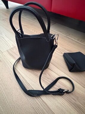 Classic Black Mini Bucket Bag with Removable Strap
